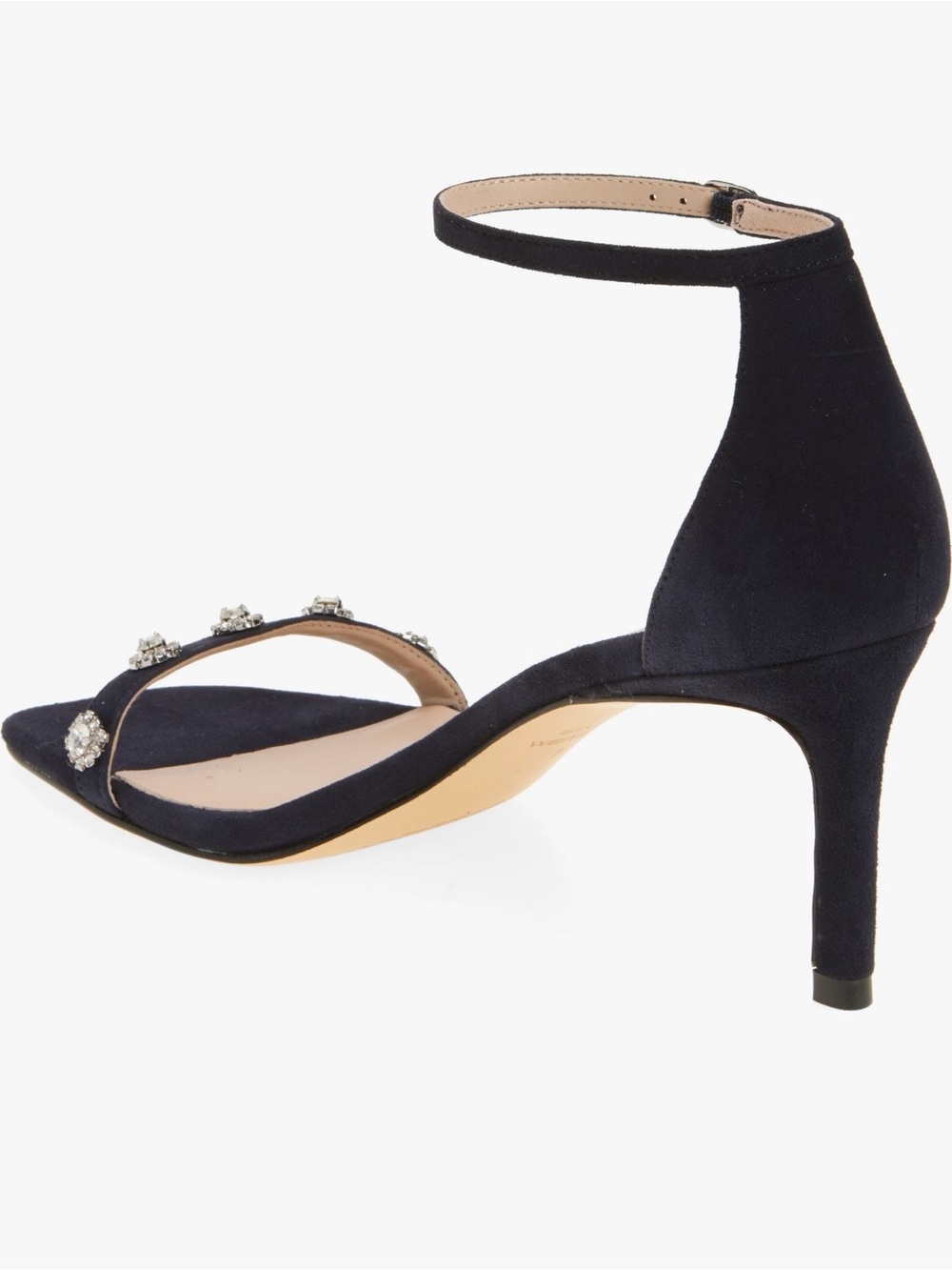 NWT Stuart Weitzman ‘Justina 75’ Heeled Sandal in “Nice Blue” Navy Suede Size 9 - Picture 8 of 12